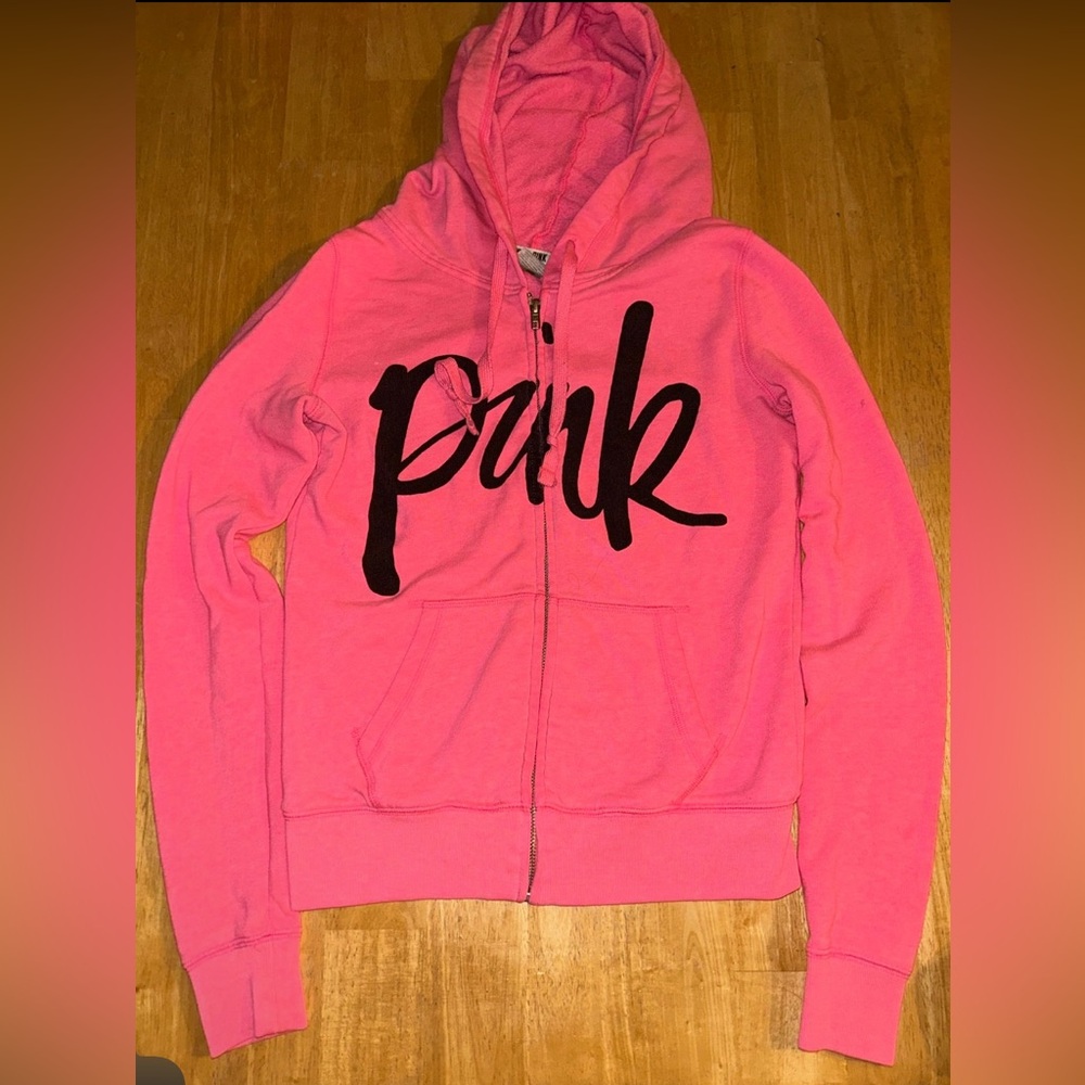 PINK Victoria Secret pink zip up hoodie woman’s XS